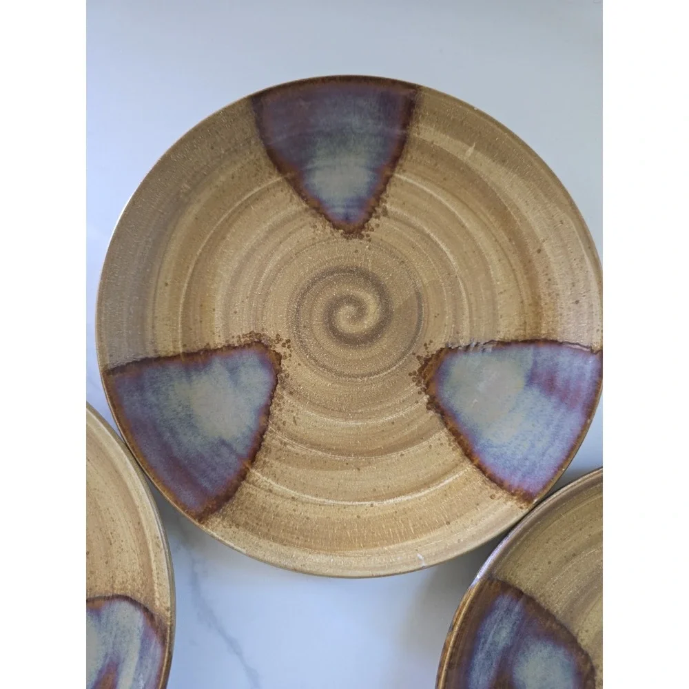 2001 Disc Sango Splash 4951 Salad Plates Set Of 4 Stoneware Brown Drip